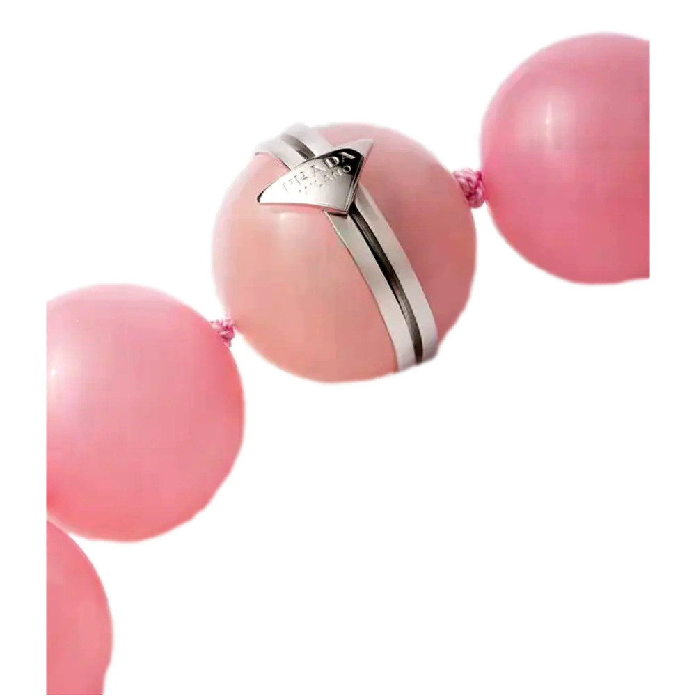 Prada Logo Bubble Necklace in Petal Pink Plexiglass with Steel Magnetic Clasp